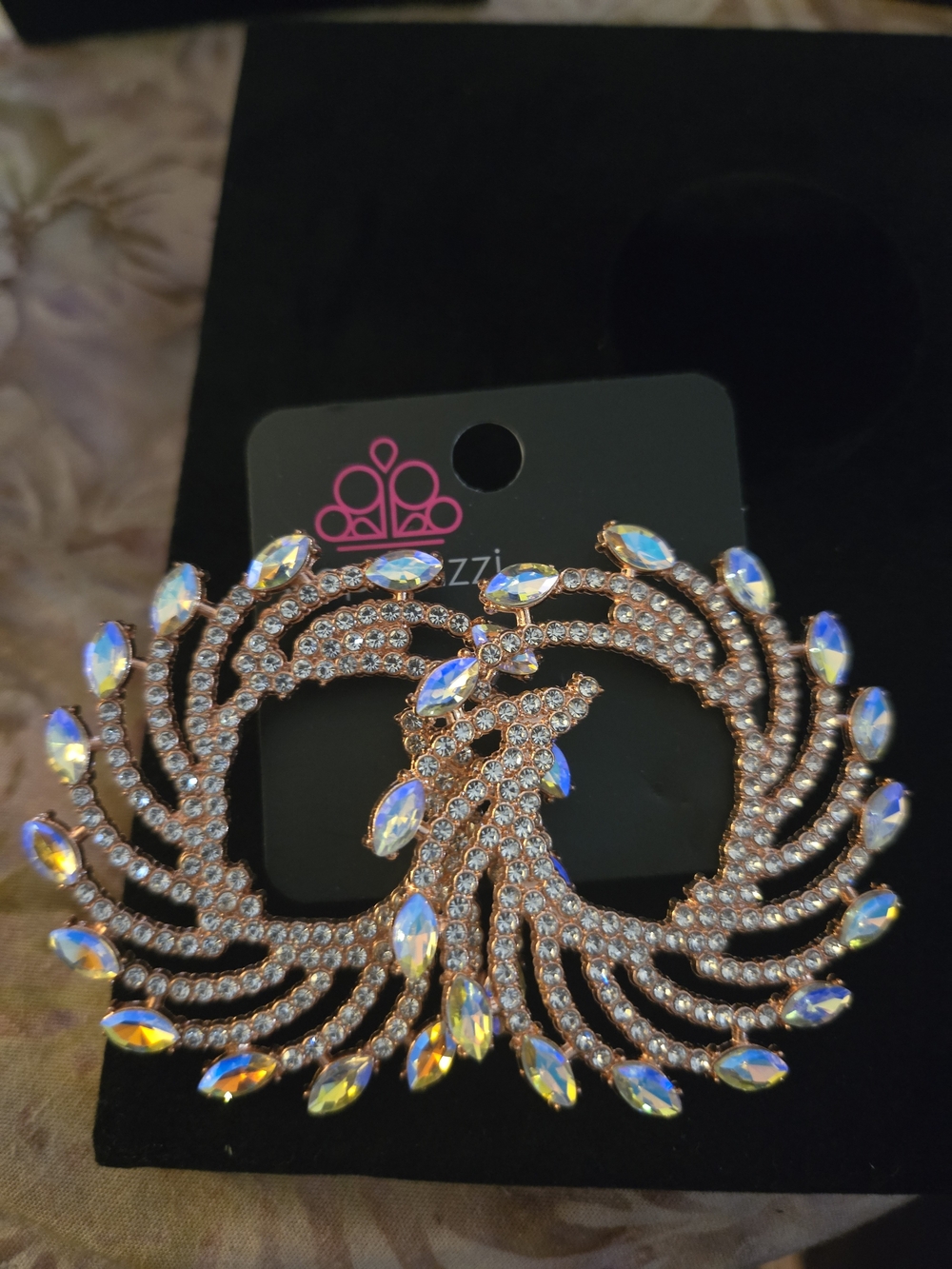 paparazzi Rose Gold Phoenix Brooch with Aurora Opal Crystals